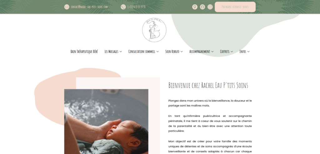 Site web Rachel Eau P'tits Soins réalisé par HDKN