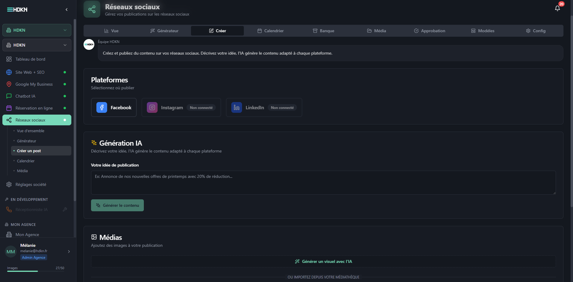 capture d'écran reseaux sociaux app hdkn