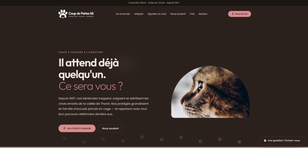 Site web Coup de Pattes 68 réalisé par HDKN