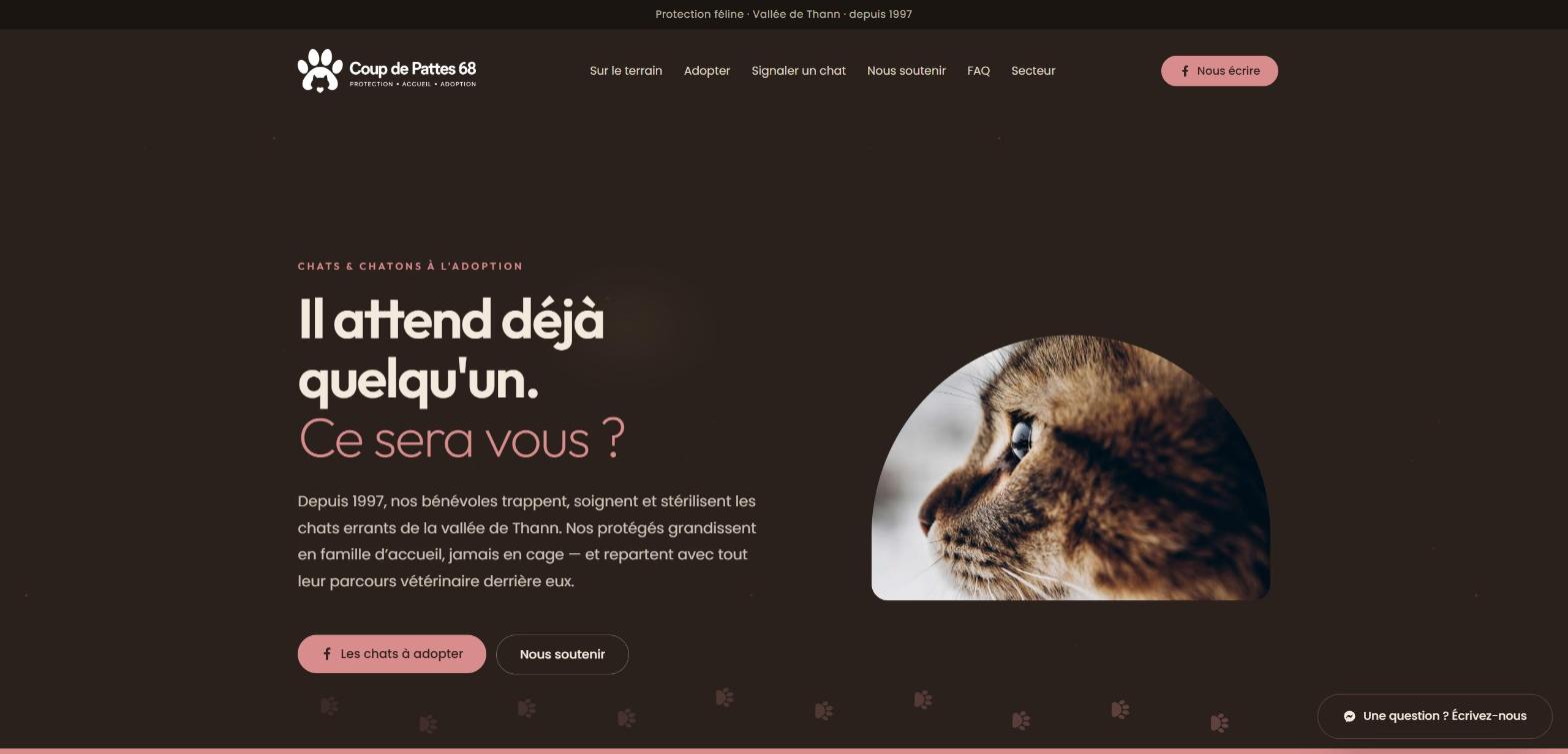 Site web Coup de Pattes 68 réalisé par HDKN