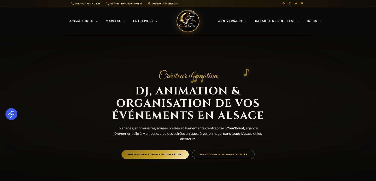 Site web Créa’Event réalisé par HDKN, version 2026