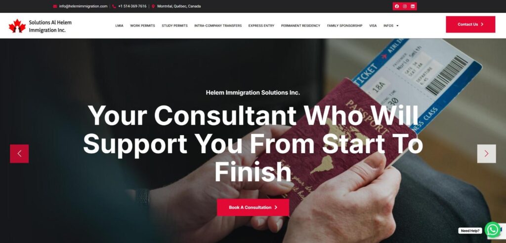 Site web Helem Immigration réalisé par HDKN
