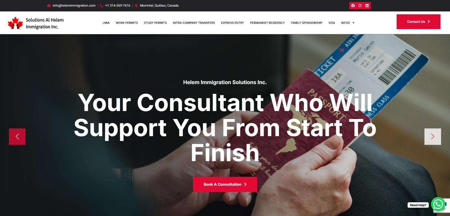 Site web Helem Immigration réalisé par HDKN