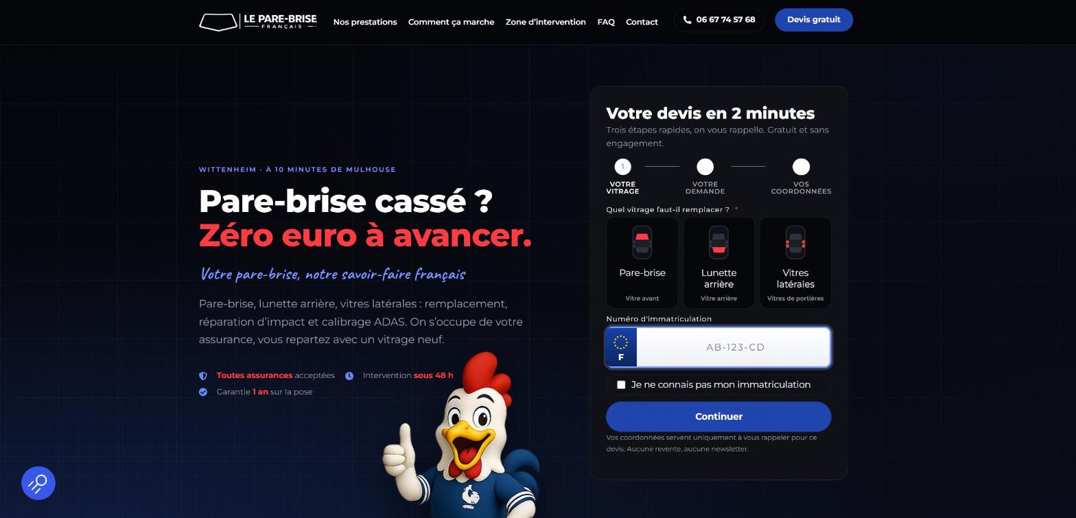 Site web Le Pare-Brise Français réalisé par HDKN