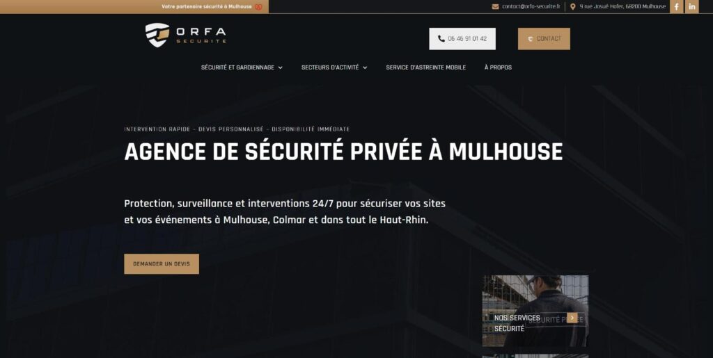 Site web ORFA Sécurité réalisé par HDKN