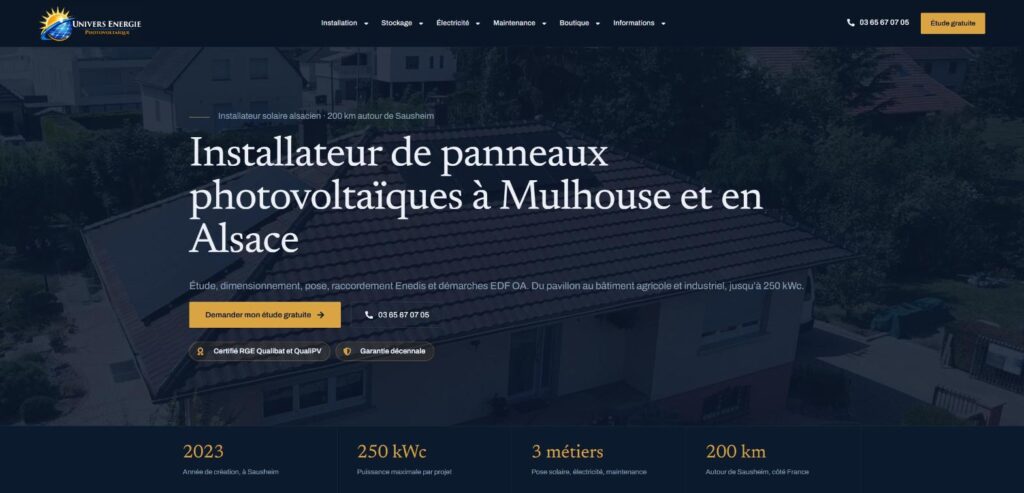 Site web Univers Énergie réalisé par HDKN, version 2026