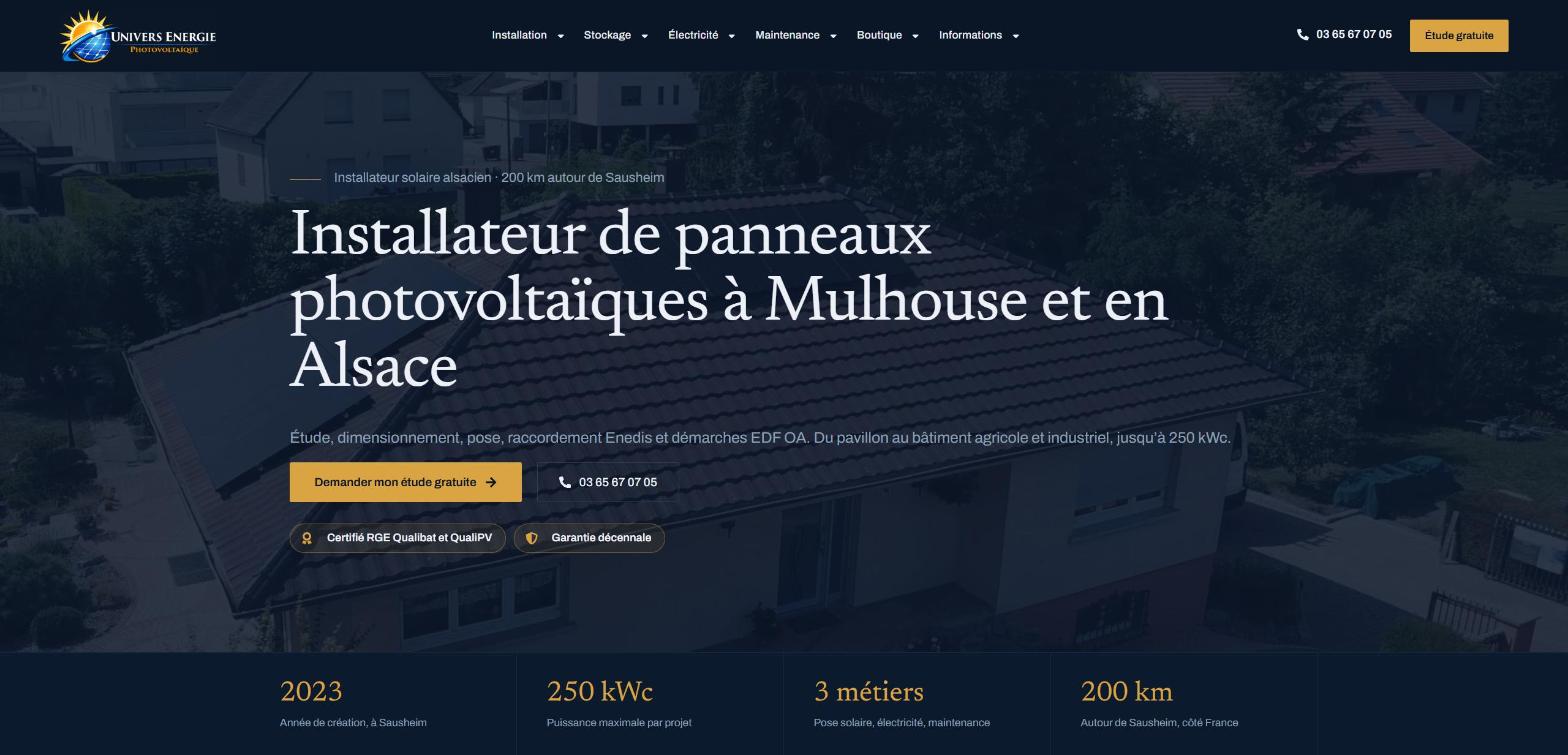 Site web Univers Énergie réalisé par HDKN, version 2026