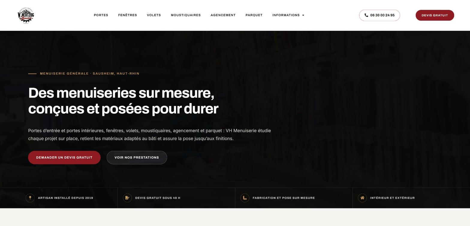 Site web VH Menuiserie réalisé par HDKN